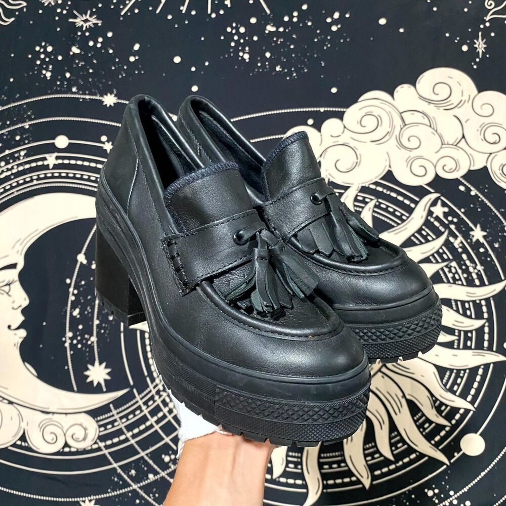 Converse Chuck 70 De Luxe A14714C Platform Loafer Unisex M5.5/W7.5 Black Leather